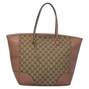 GUCCI GG Canvas Tote Bag Beige gold
